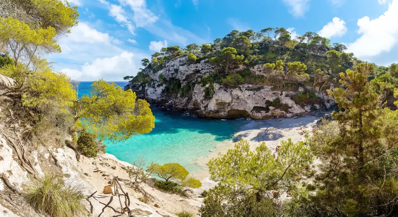 Cala in Spanje met azuurblauw water en bebossing