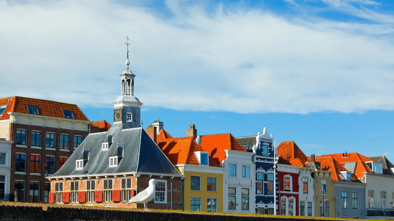 Daken van Nederlandse huisjes in Vlissingen